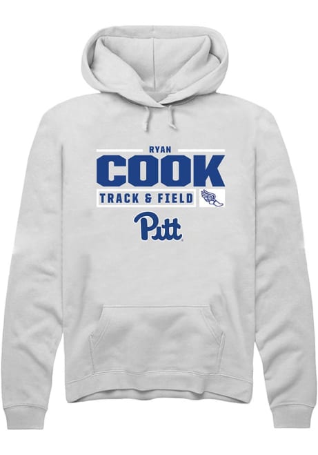 Ryan Cook Rally Mens White Pitt Panthers NIL Stacked Box Hooded Sweatshirt