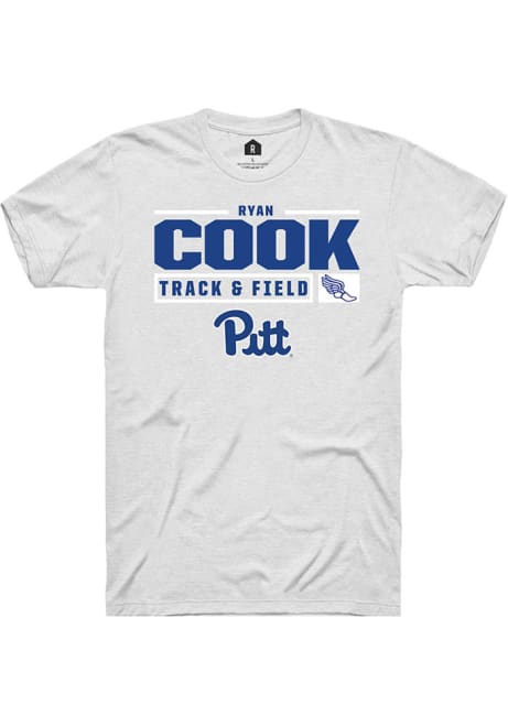 Ryan Cook White Pitt Panthers NIL Stacked Box Short Sleeve T Shirt