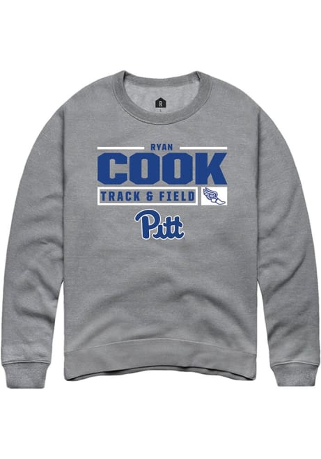 Ryan Cook Rally Mens Graphite Pitt Panthers NIL Stacked Box Crew Sweatshirt