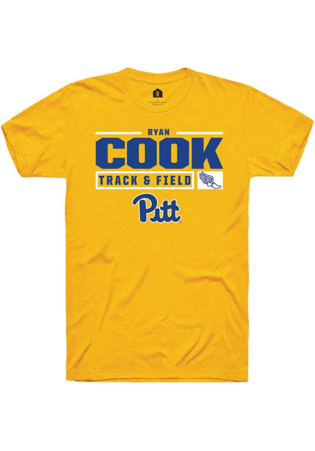 Ryan Cook Gold Pitt Panthers NIL Stacked Box Short Sleeve T Shirt