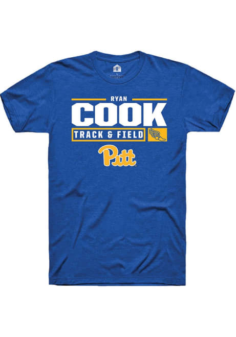 Ryan Cook Blue Pitt Panthers NIL Stacked Box Short Sleeve T Shirt