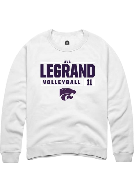 Ava LeGrand Rally Mens White K-State Wildcats NIL Stacked Box Crew Sweatshirt