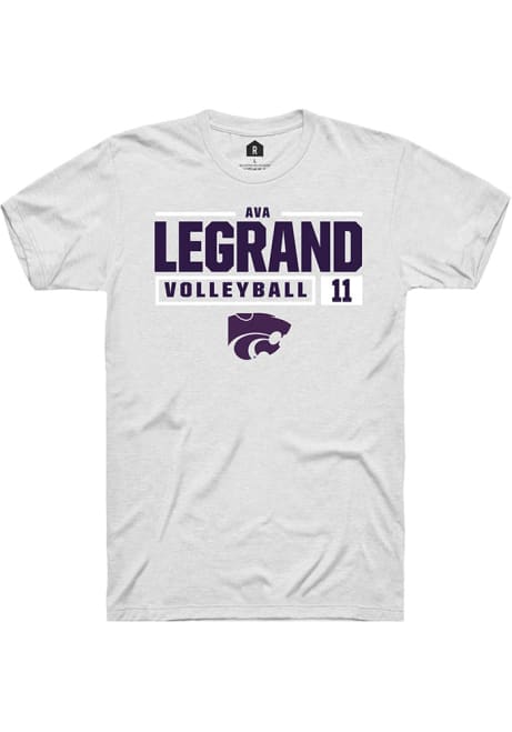 Ava LeGrand White K-State Wildcats NIL Stacked Box Short Sleeve T Shirt