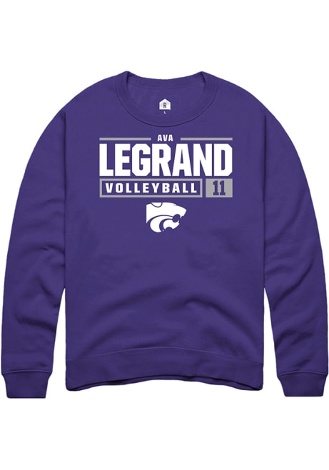 Ava LeGrand Rally Mens Purple K-State Wildcats NIL Stacked Box Crew Sweatshirt