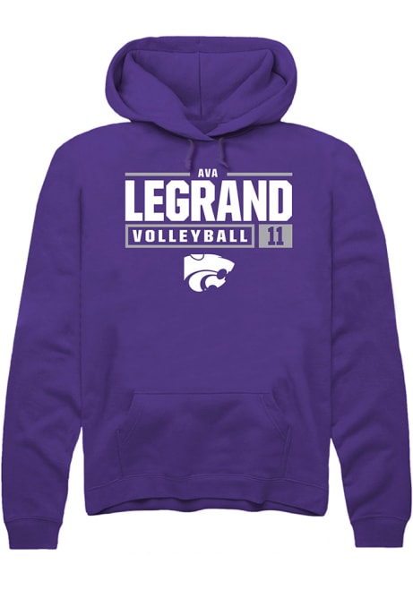 Ava LeGrand Rally Mens Purple K-State Wildcats NIL Stacked Box Hooded Sweatshirt