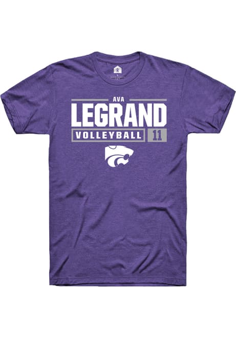 Ava LeGrand Purple K-State Wildcats NIL Stacked Box Short Sleeve T Shirt