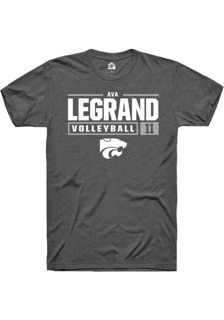 Ava LeGrand Dark Grey K-State Wildcats NIL Stacked Box Short Sleeve T Shirt