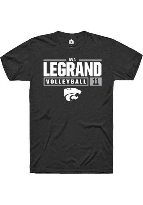 Ava LeGrand Black K-State Wildcats NIL Stacked Box Short Sleeve T Shirt
