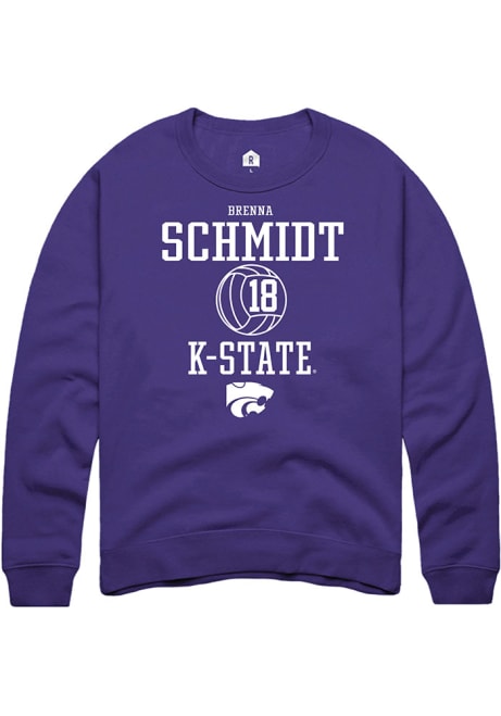 Brenna Schmidt Rally Mens Purple K-State Wildcats NIL Sport Icon Crew Sweatshirt