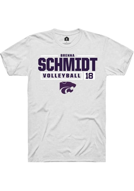 Brenna Schmidt White K-State Wildcats NIL Stacked Box Short Sleeve T Shirt