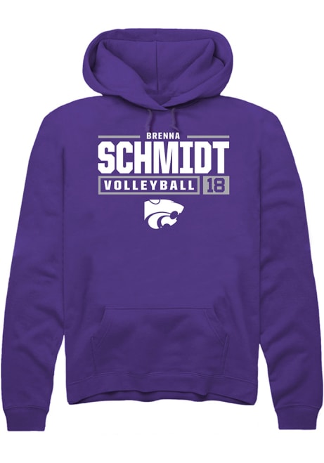 Brenna Schmidt Rally Mens Purple K-State Wildcats NIL Stacked Box Hooded Sweatshirt