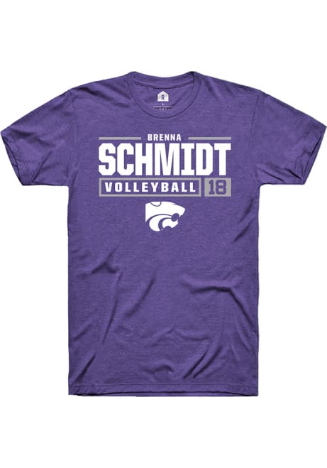 Brenna Schmidt Purple K-State Wildcats NIL Stacked Box Short Sleeve T Shirt
