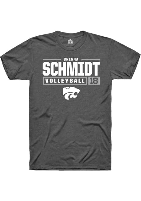 Brenna Schmidt Dark Grey K-State Wildcats NIL Stacked Box Short Sleeve T Shirt