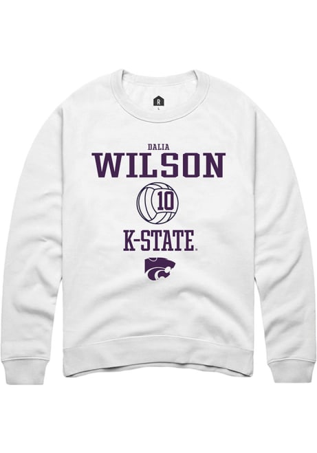 Dalia Wilson Rally Mens White K-State Wildcats NIL Sport Icon Crew Sweatshirt