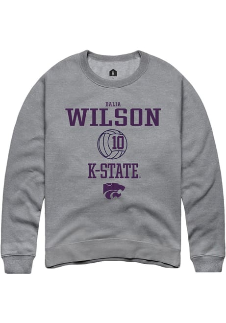 Dalia Wilson Rally Mens Graphite K-State Wildcats NIL Sport Icon Crew Sweatshirt