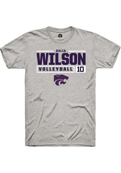 Dalia Wilson Ash K-State Wildcats NIL Stacked Box Short Sleeve T Shirt