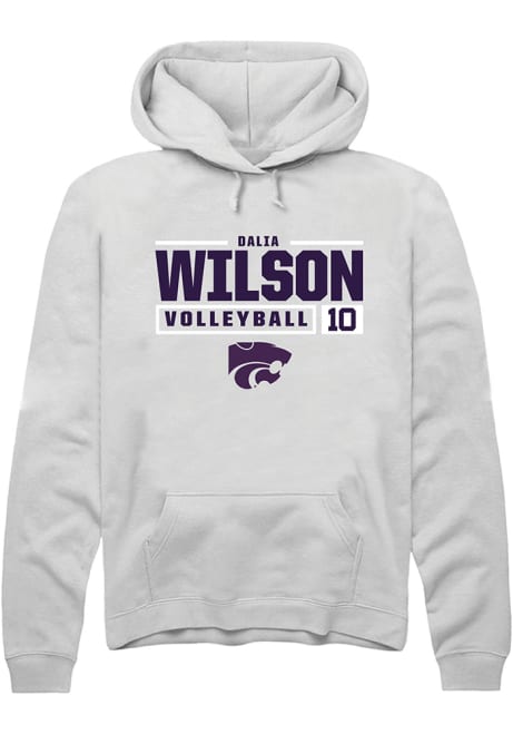 Dalia Wilson Rally Mens White K-State Wildcats NIL Stacked Box Hooded Sweatshirt