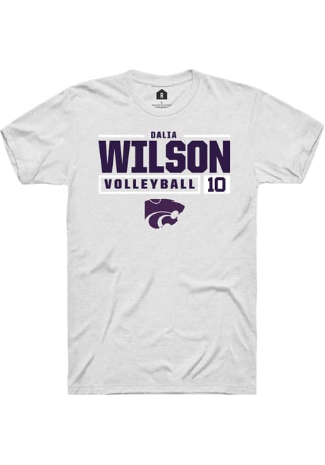 Dalia Wilson White K-State Wildcats NIL Stacked Box Short Sleeve T Shirt