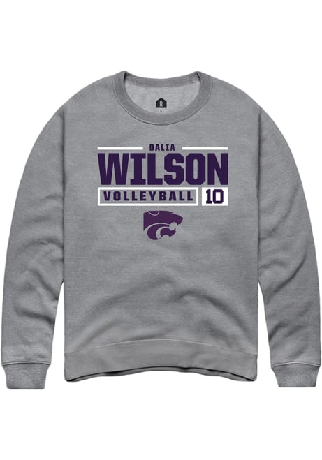 Dalia Wilson Rally Mens Graphite K-State Wildcats NIL Stacked Box Crew Sweatshirt