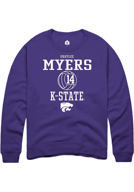 Shaylee Myers Rally Mens Purple K-State Wildcats NIL Sport Icon Crew Sweatshirt
