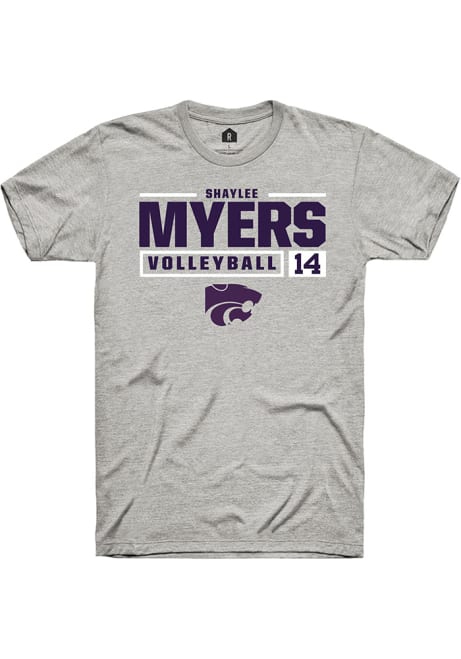 Shaylee Myers Ash K-State Wildcats NIL Stacked Box Short Sleeve T Shirt