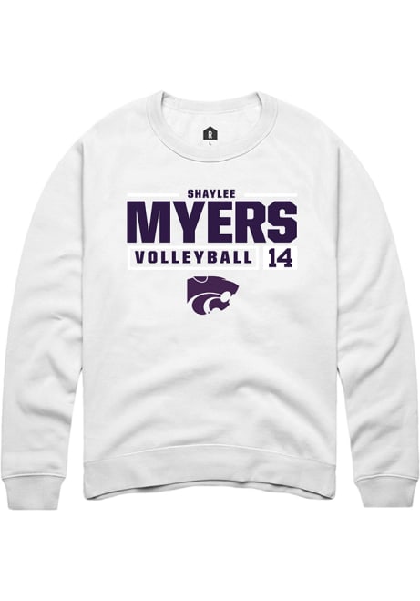 Shaylee Myers Rally Mens White K-State Wildcats NIL Stacked Box Crew Sweatshirt