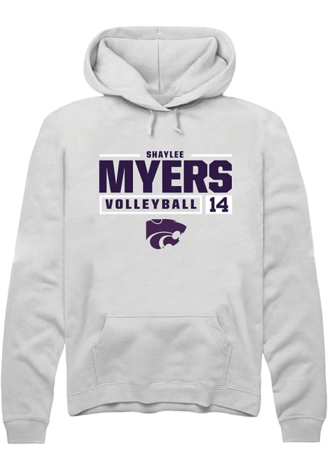Shaylee Myers Rally Mens White K-State Wildcats NIL Stacked Box Hooded Sweatshirt