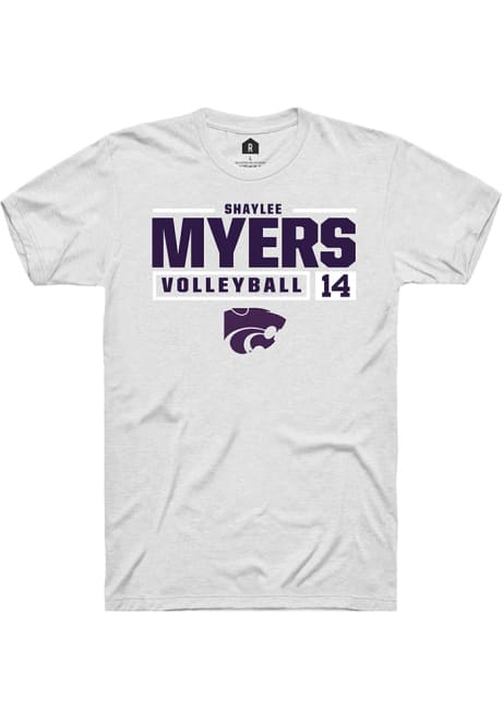 Shaylee Myers White K-State Wildcats NIL Stacked Box Short Sleeve T Shirt