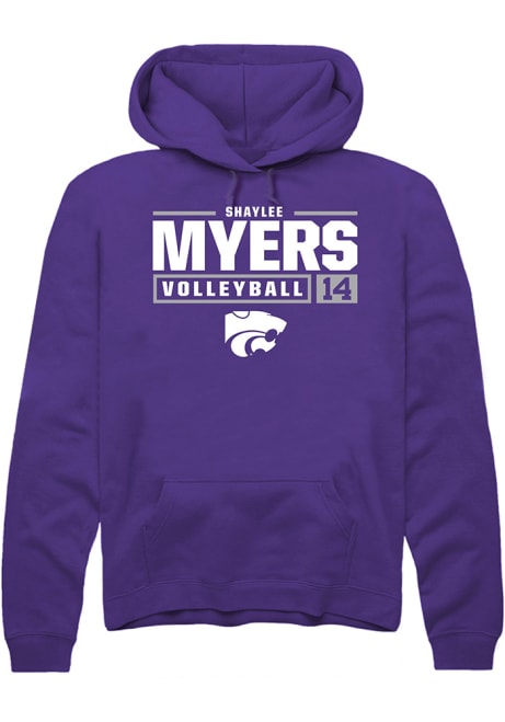 Shaylee Myers Rally Mens Purple K-State Wildcats NIL Stacked Box Hooded Sweatshirt
