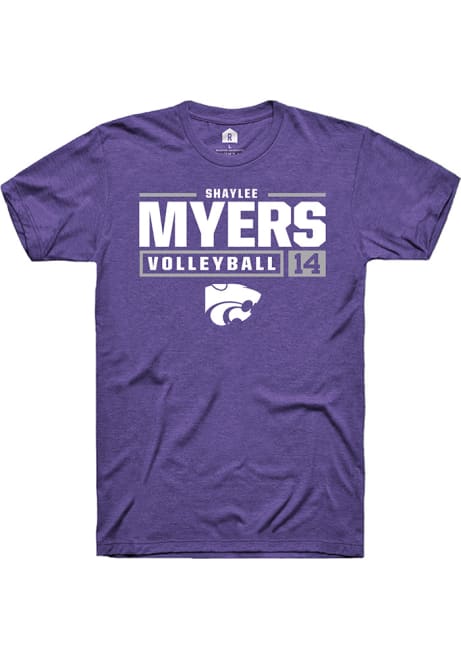 Shaylee Myers Purple K-State Wildcats NIL Stacked Box Short Sleeve T Shirt