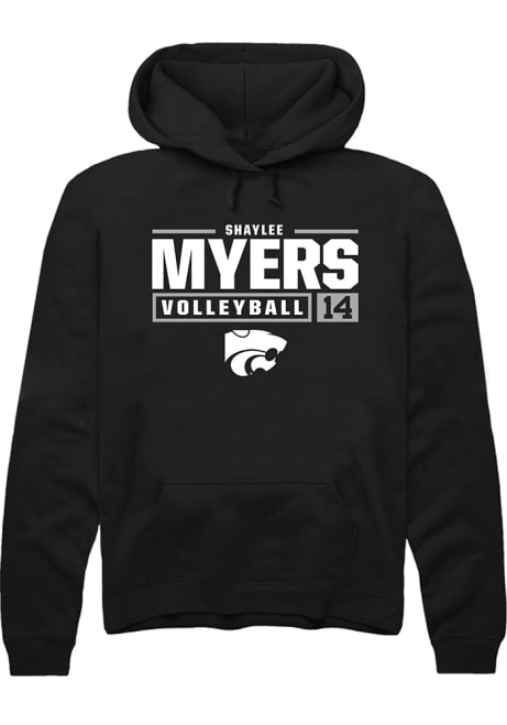 Shaylee Myers Rally Mens Black K-State Wildcats NIL Stacked Box Hooded Sweatshirt