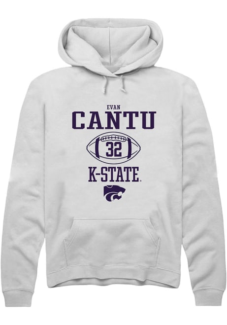 Evan Cantu Rally Mens White K-State Wildcats NIL Sport Icon Hooded Sweatshirt