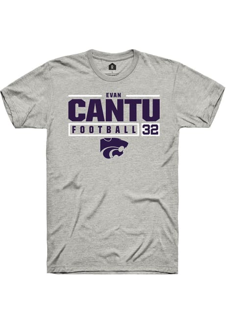 Evan Cantu Ash K-State Wildcats NIL Stacked Box Short Sleeve T Shirt
