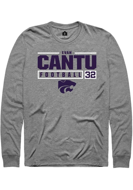 Evan Cantu Rally Mens Graphite K-State Wildcats NIL Stacked Box Tee