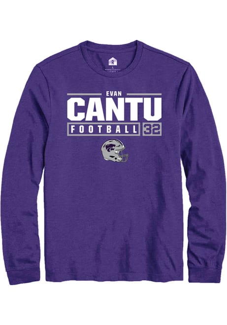 Evan Cantu Rally Mens Purple K-State Wildcats NIL Stacked Box Tee