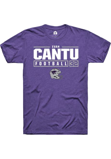 Evan Cantu Purple K-State Wildcats NIL Stacked Box Short Sleeve T Shirt