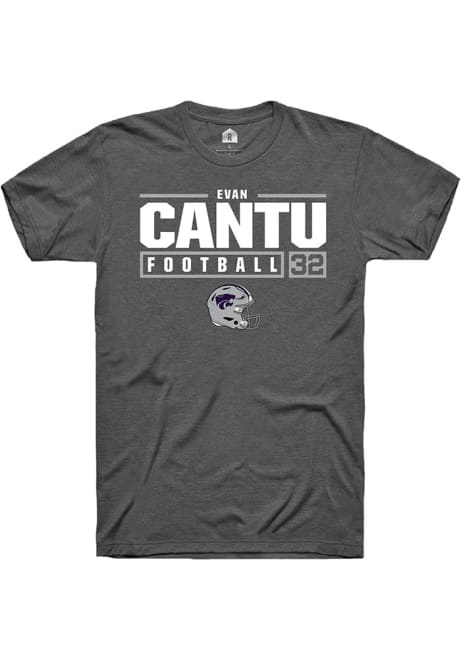 Evan Cantu Dark Grey K-State Wildcats NIL Stacked Box Short Sleeve T Shirt
