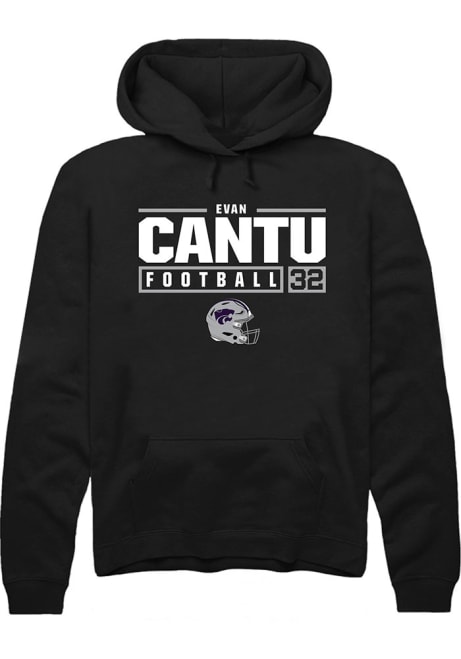 Evan Cantu Rally Mens Black K-State Wildcats NIL Stacked Box Hooded Sweatshirt