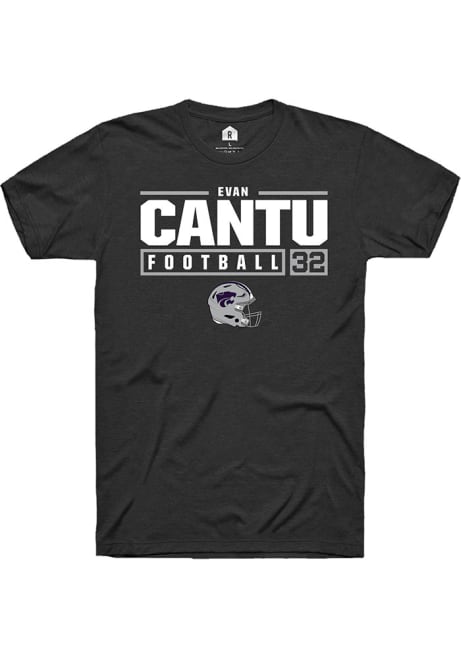 Evan Cantu Black K-State Wildcats NIL Stacked Box Short Sleeve T Shirt