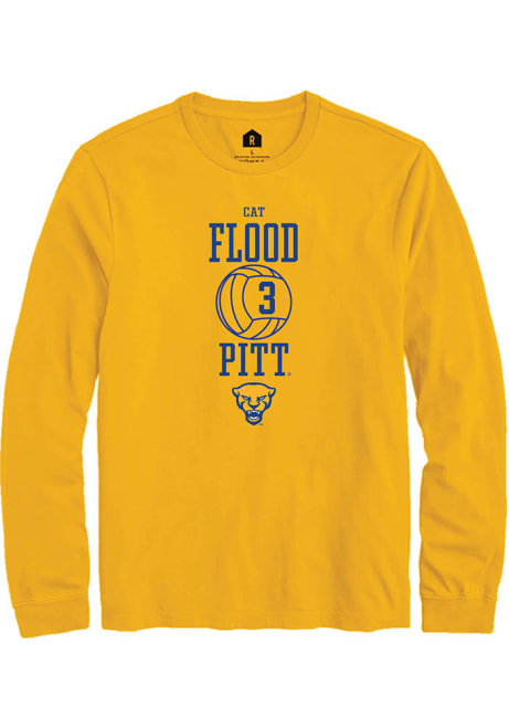 Cat Flood Rally Mens Gold Pitt Panthers NIL Sport Icon Tee