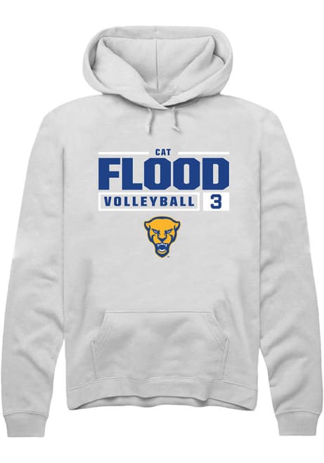 Cat Flood Rally Mens White Pitt Panthers NIL Stacked Box Hooded Sweatshirt