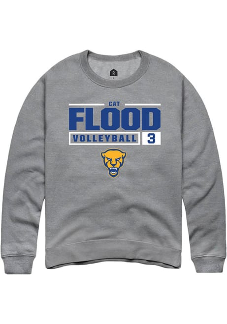 Cat Flood Rally Mens Graphite Pitt Panthers NIL Stacked Box Crew Sweatshirt