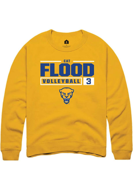 Cat Flood Rally Mens Gold Pitt Panthers NIL Stacked Box Crew Sweatshirt