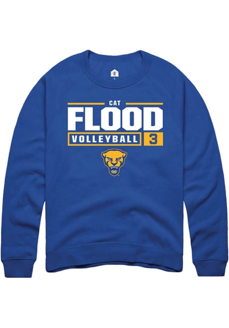 Cat Flood Rally Mens Blue Pitt Panthers NIL Stacked Box Crew Sweatshirt