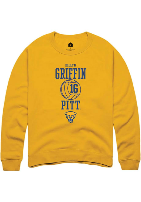 Dillyn Griffin Rally Mens Gold Pitt Panthers NIL Sport Icon Crew Sweatshirt