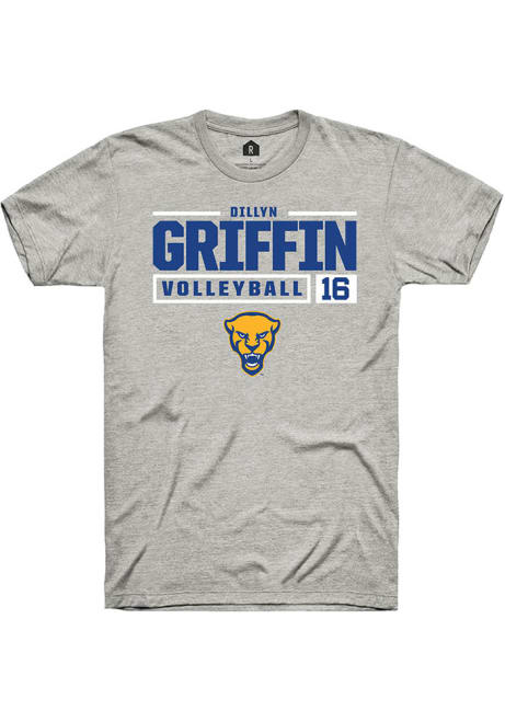 Dillyn Griffin Ash Pitt Panthers NIL Stacked Box Short Sleeve T Shirt