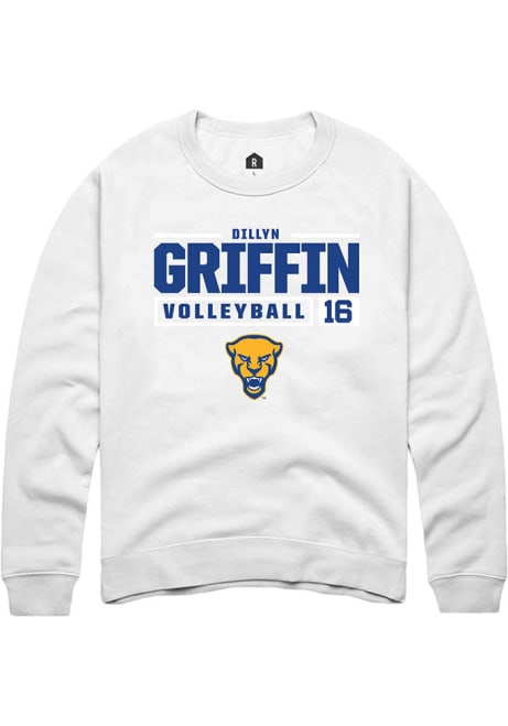 Dillyn Griffin Rally Mens White Pitt Panthers NIL Stacked Box Crew Sweatshirt