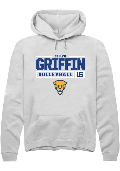 Dillyn Griffin Rally Mens White Pitt Panthers NIL Stacked Box Hooded Sweatshirt