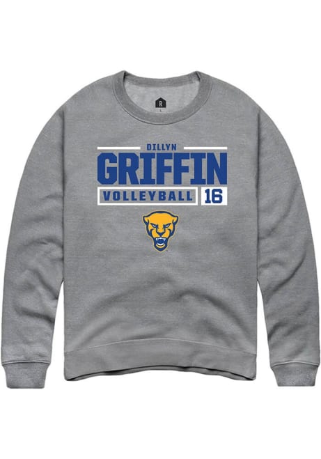 Dillyn Griffin Rally Mens Graphite Pitt Panthers NIL Stacked Box Crew Sweatshirt