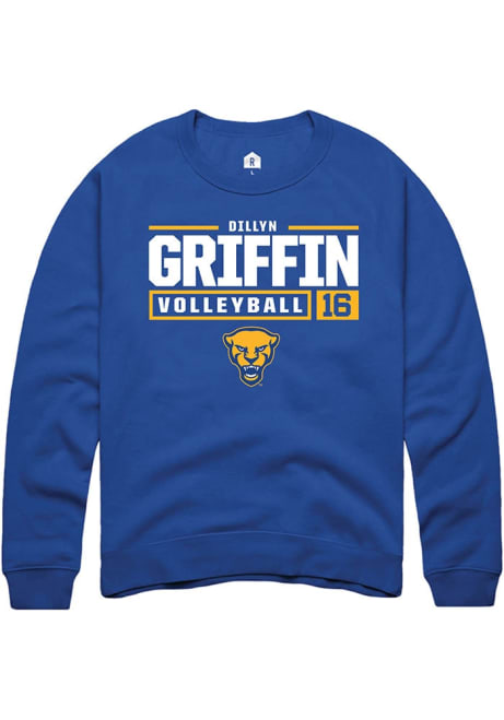 Dillyn Griffin Rally Mens Blue Pitt Panthers NIL Stacked Box Crew Sweatshirt